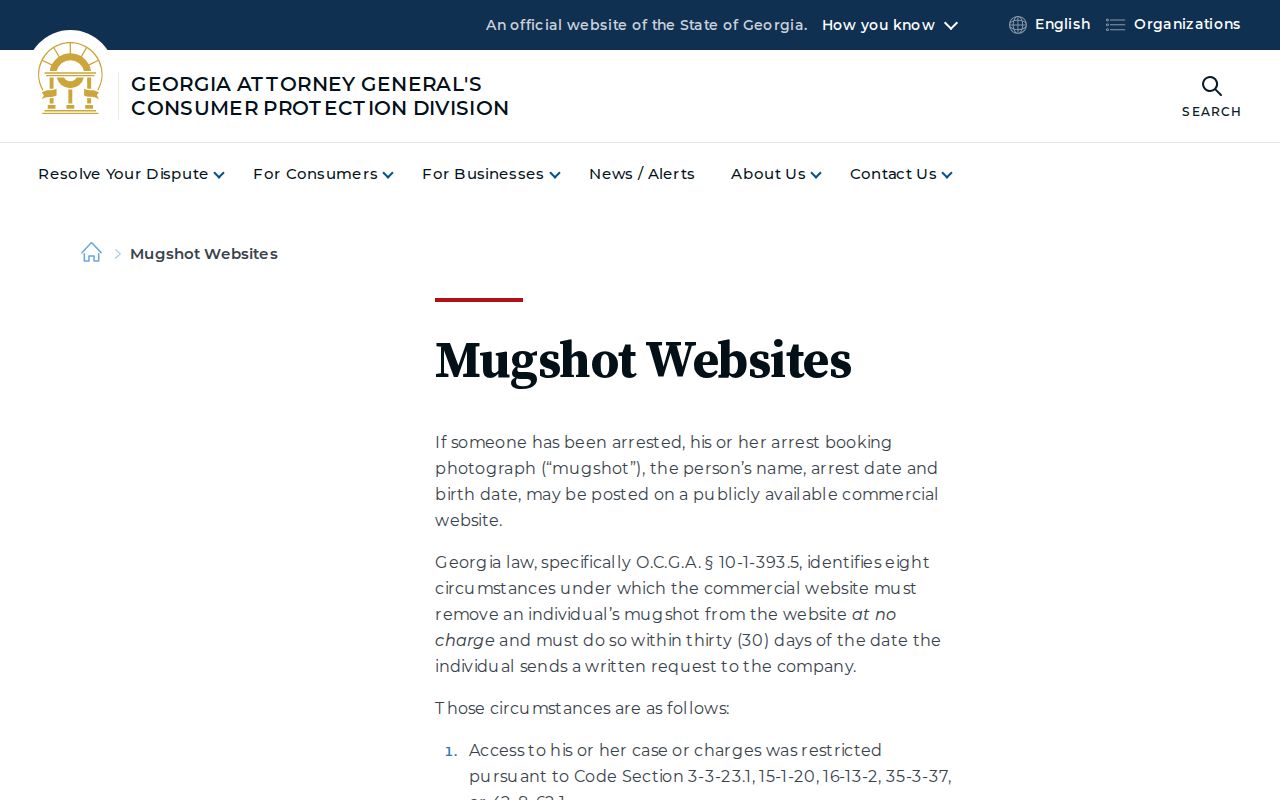 Rockdale County mugshot removal and booking-photo law guidance