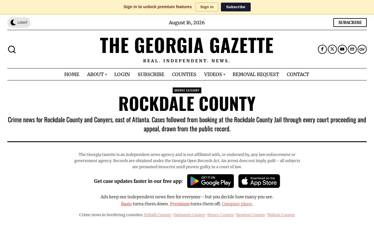 The Georgia Gazette Rockdale County crime news and booking page